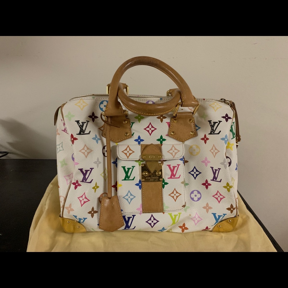 Mypoupette LOUIS VUITTON WHITE MULTICOLOR SPEEDY